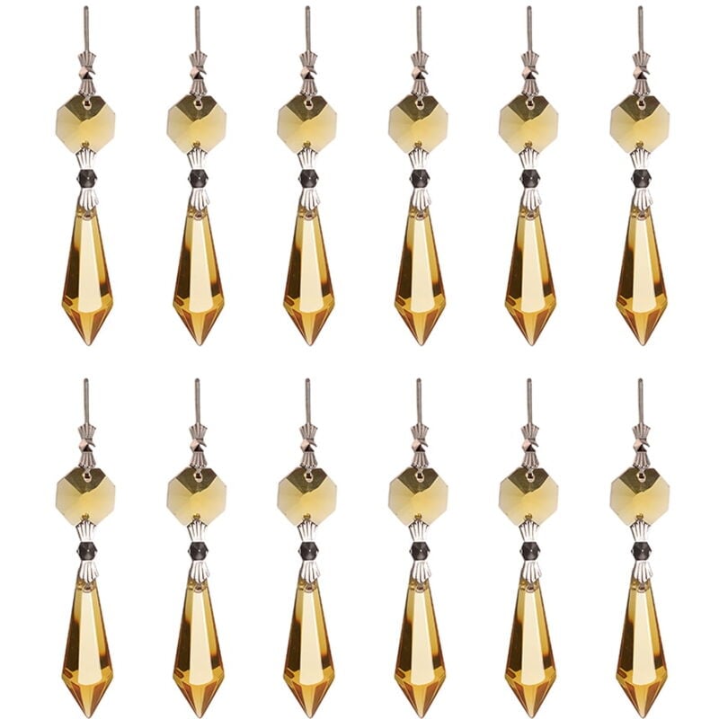 Lot de 12 lustres en cristal transparents, pendentifs et perles, guirlandes suspendues pour rideaux de perles, idéal pour mariage, maison, décoration