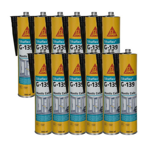Lot de 12 mastic-colle à prise rapide SIKA Sikaflex G 139 - Noir - 300ml