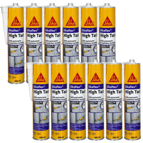 Lot de 12 mastic-colle à prise rapide - SIKA Sikaflex High Tack - Blanc - 300ml