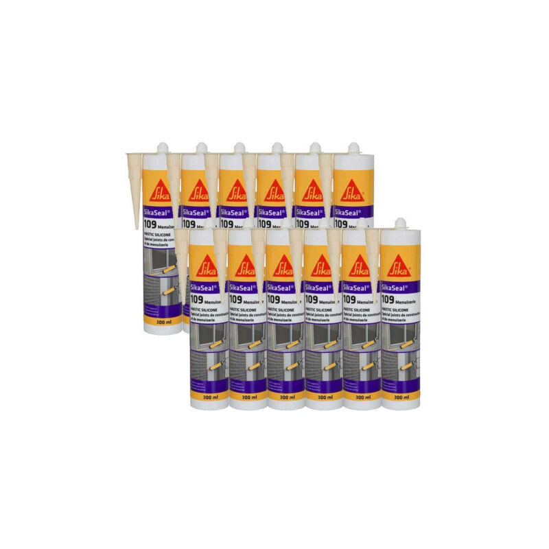 Lot de 12 mastic silicone Sika Sika Seal 109 Menuiserie - Beige - 300ml - Beige