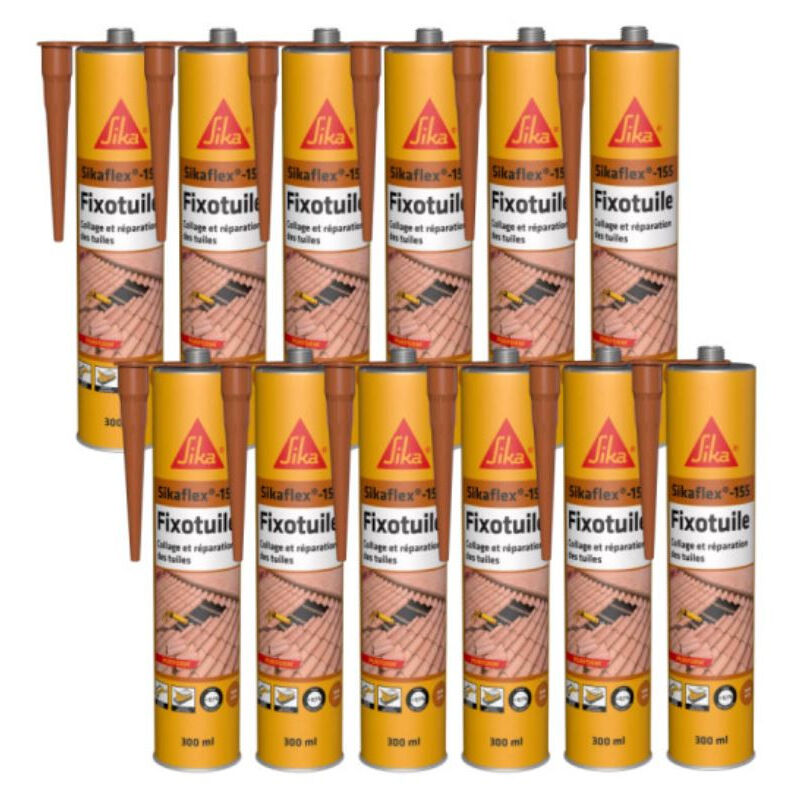 Sika - Lot de 12 mastics colle souple Fixotuile - Terre cuite - 300mL