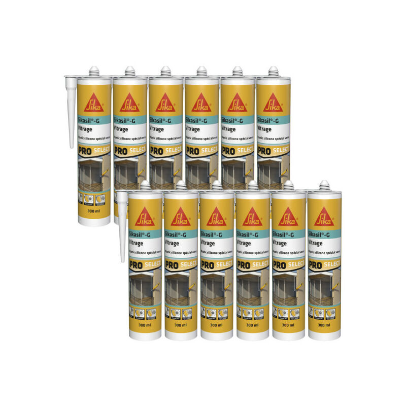 Sika - Lot de 12 mastics élastiques silicone sil g - Transparent - 300ml