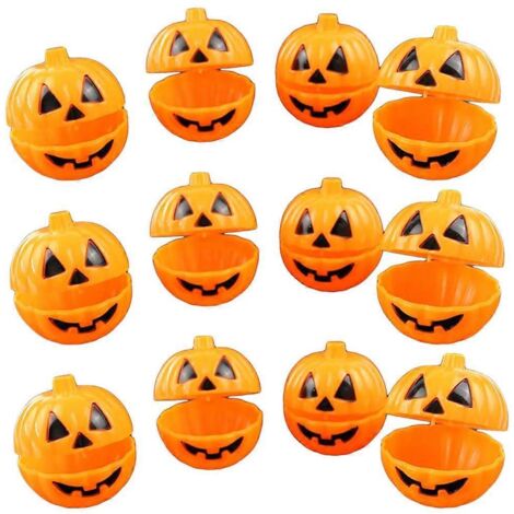 Lot de 12 mini boîtes de rangement en plastique en forme de citrouille pour Halloween, idéales pour ranger bonbons, biscuits, cadeaux et farces.