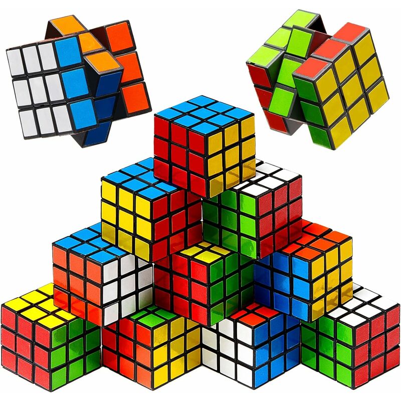 Lot de 12 mini cubes magiques Magic Cube, Speed Cube avec couleurs vives, jouets de fête pour garçons et filles - Cube magique classique (3 x 3