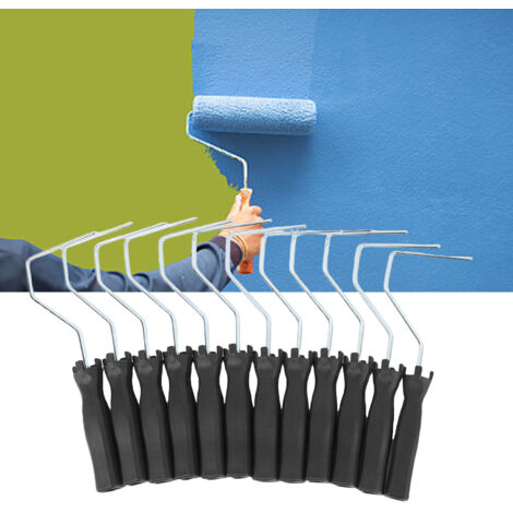 Lot de 12 mini rouleaux à peinture de 10 cm (4 pouces) avec manche et cadre de 30 cm (11,8 pouces), parfaits pour peindre les murs de votre maison (noir).