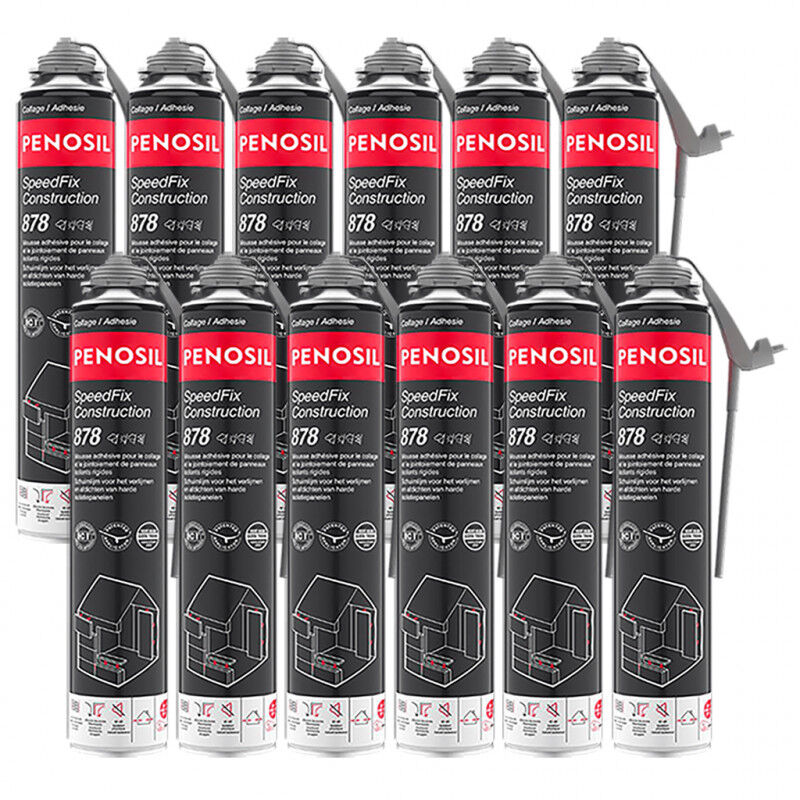 Penosil - Lot de 12 Mousses colle universelle SpeedFix Construction 878 pistolable 690ml