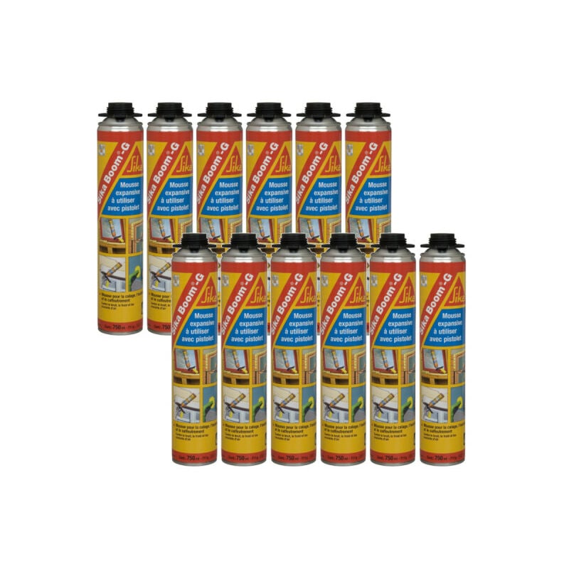 Sika - Lot de 12 mousses expansive extrudable au pistolet Boom g - Beige - 750ml