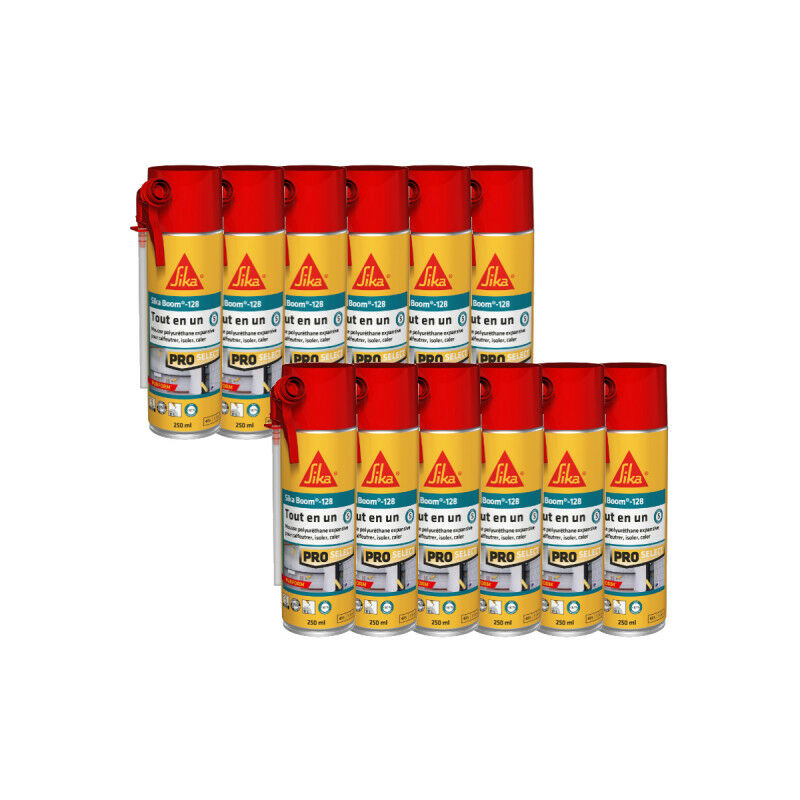 Sika - Lot de 12 mousses expansives tout en un manuelles Boom 128 - 250ml