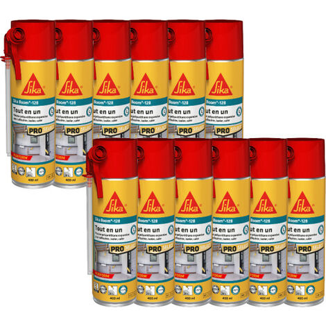Lot de 12 mousses expansives tout en un manuelles SIKA - SikaBoom 128 - 400ml