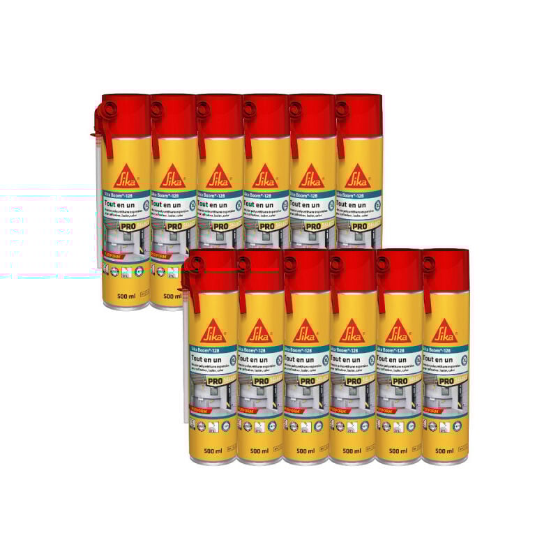 Sika - Lot de 12 mousses expansives tout en un manuelles Boom 128 - 500ml