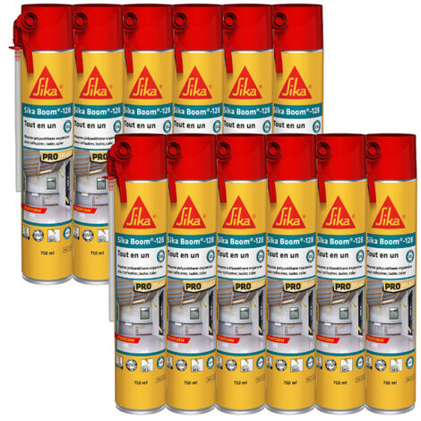 Lot de 12 mousses expansives tout en un manuelles SIKA - SikaBoom 128 - 750ml