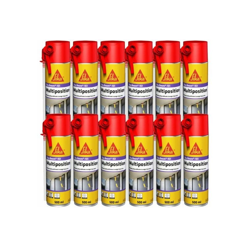 Sika - Lot de 12 mousses polyuréthane Boom 151 Multiposition - 500 ml