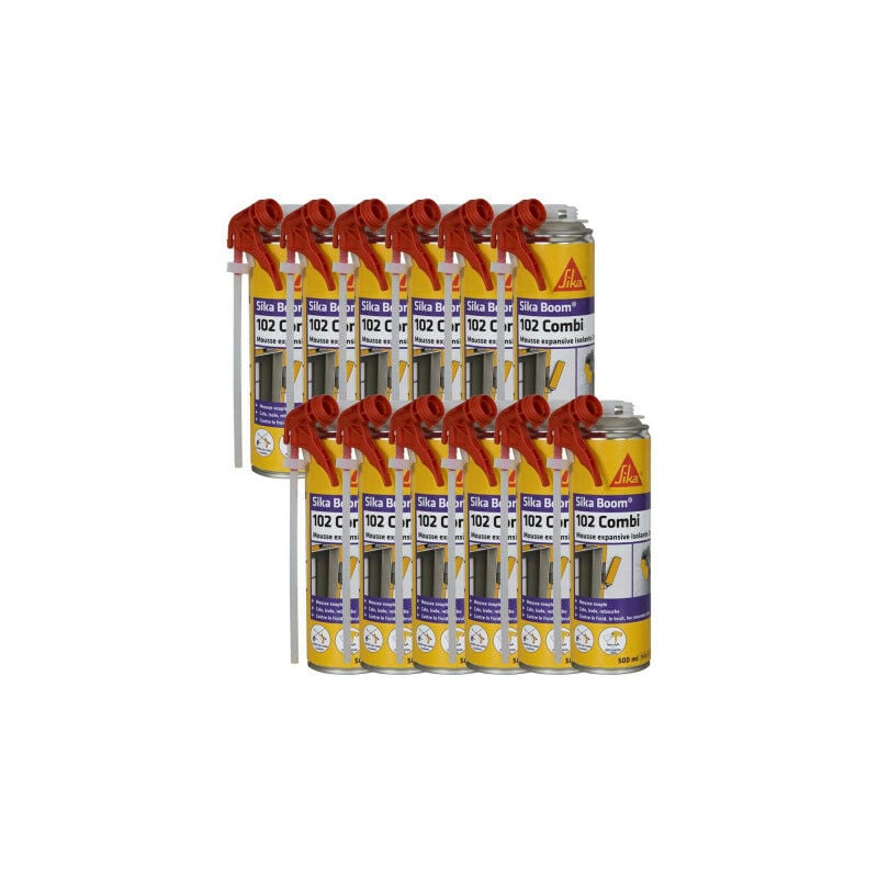 Lot de 12 mousses polyuréthanes expansives Sika Sika Boom 102 Combi - 500ml