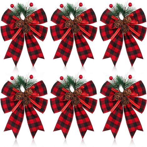 Lot de 12 nœuds décoratifs noirs et rouges pour sapin de Noël (voir photo)