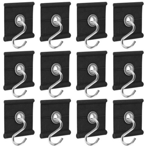 Lot de 12 œillets de passepoil pour rail de store de 5/6 mm, 7/8 mm, crochets de store RV, crochets de bande de tuyau(noir)-wj