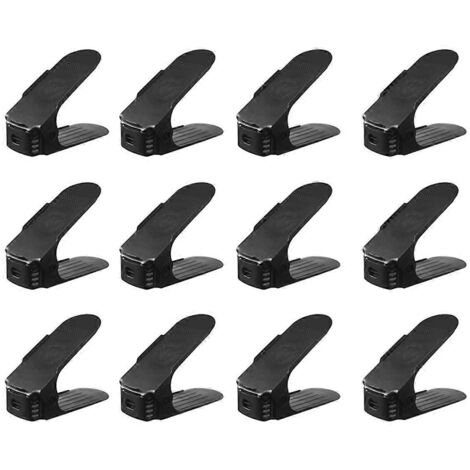 Lot de 12 organisateurs de rangement pour chaussures, gain de place, noir 50 %
