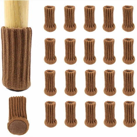 Lot de 12 paires de chaussettes antidérapantes en tricot pour pieds de chaise, évite les rayures et réduit le bruit, se déplace facilement (marron)