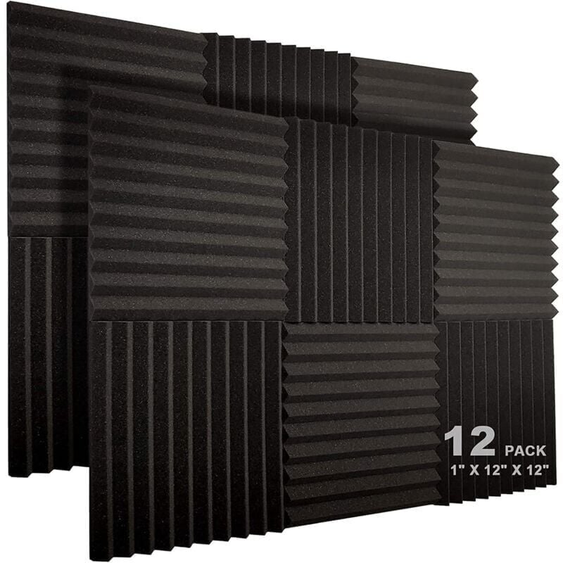 Lot De 12 Panneaux Acoustiques 10 Fentes 1 x 12 x 12 Pouces En Mousse Acoustique Cales D'Insonorisation De Studio Panneaux Haute Densite Resistants