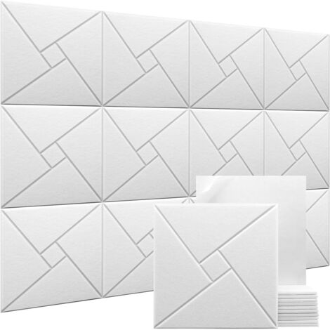 Lot de 12 panneaux acoustiques auto-adhésifs, panneaux muraux insonorisants, panneau absorbant le son en polyester haute densité, 30 x 30 x 0,9 cm