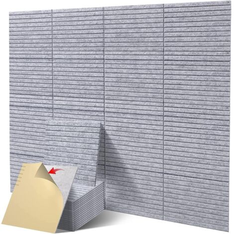 Lot de 12 panneaux acoustiques auto-adhésifs, panneaux muraux insonorisants, panneau absorbant le son en polyester haute densité, 30 x 30 x 0,9 cm