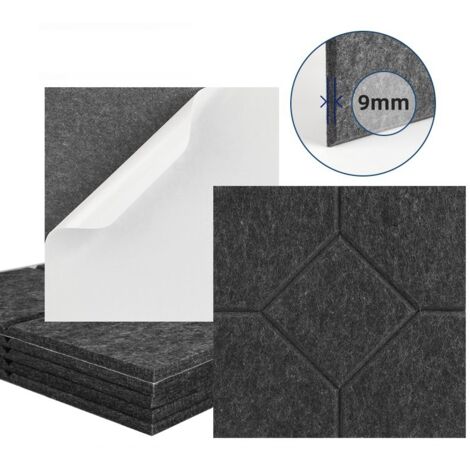 Lot de 12 panneaux acoustiques auto-adhésifs, rembourrage insonorisant en polyester, panneaux muraux insonorisants haute densité, 30 x 30 x 1 cm, gris