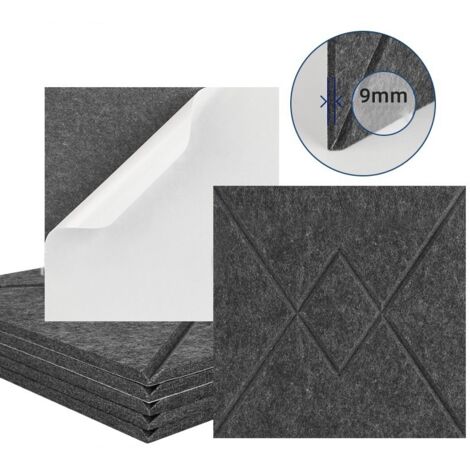 Lot de 12 panneaux acoustiques auto-adhésifs, rembourrage insonorisant en polyester, panneaux muraux insonorisants haute densité, 30 x 30 x 1 cm, gris