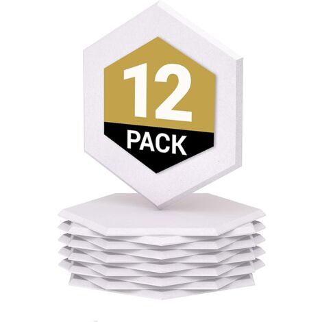 Lot de 12 panneaux acoustiques décoratifs, mousse insonorisante haute densité, pour jeux et podcasts, studios, bureaux, chambres, 30 x 26 cm, blanc