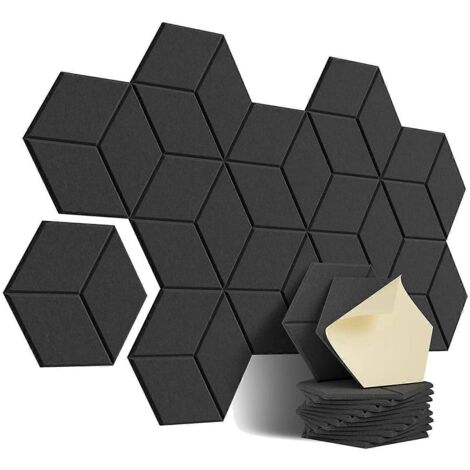 Lot de 12 panneaux acoustiques en mousse auto-adhésive (noirs)