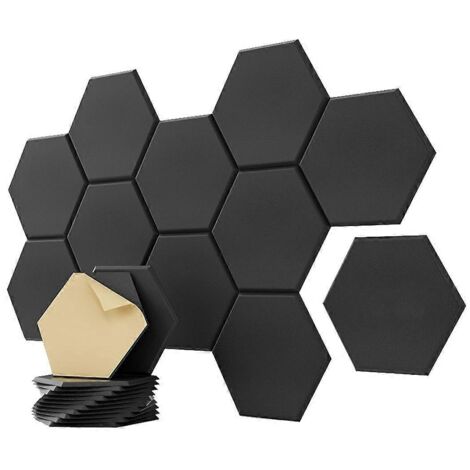 Lot de 12 panneaux acoustiques noirs de 30,5 x 25,4 x 1 cm (12 x 10 x 0,4 pouces) pour chambre à coucher