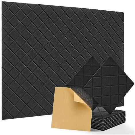 Lot de 12 panneaux acoustiques, panneaux en mousse insonorisante de 12 x 12 x 0,4 po, noirs.