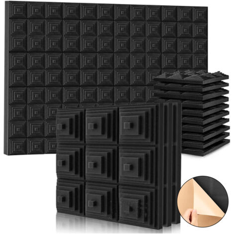 Lot de 12 panneaux de mousse acoustique, 30 x 30 x 5 cm, panneaux de mousse insonorisants autocollants, ignifuges et absorbant le bruit