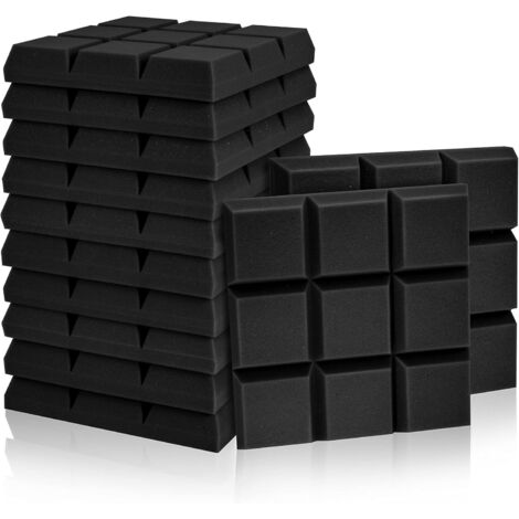 Lot de 12 panneaux de mousse acoustique, 30 x 30 x 5 cm, panneaux insonorisants, ignifuges et absorbant le bruit (sans adhésif)