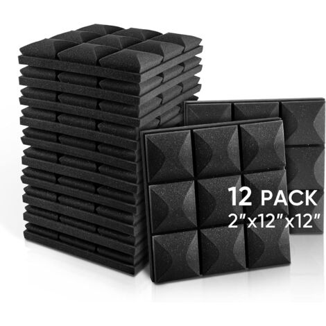 Lot de 12 panneaux de mousse acoustique, 30 x 30 x 5 cm, panneaux insonorisants, ignifuges et absorbant le bruit (sans adhésif)