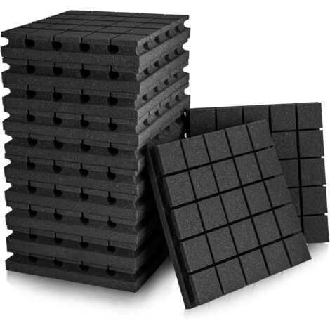 Lot de 12 panneaux de mousse acoustique, 30 x 30 x 5 cm, panneaux insonorisants, ignifuges et absorbant le bruit (sans adhésif)
