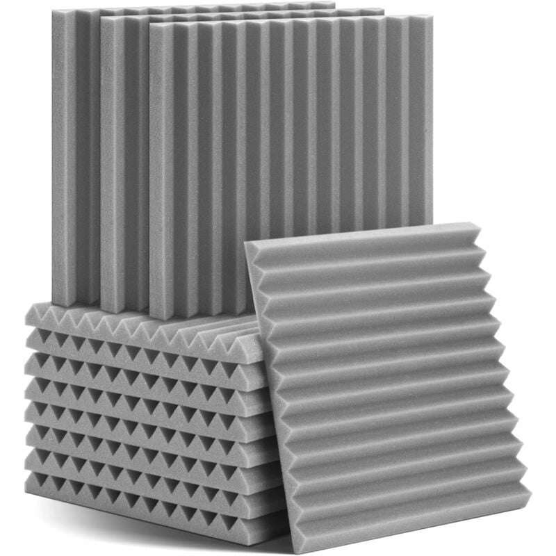 Lot de 12 panneaux de mousse acoustique de 30 x 30 x 2,5 cm - Panneau acoustique de haute densité réduisant le bruit intérieur et l'écho pour Studio