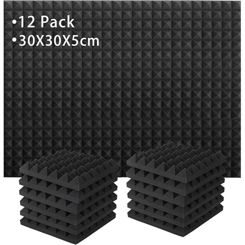 Lot de 12 Panneaux de Mousse Acoustique, Mousse Anti-bruit Panneaux Acoustiques Ignifuges pour Studios D'enregistrement, Bureaux, Studios de Danse,