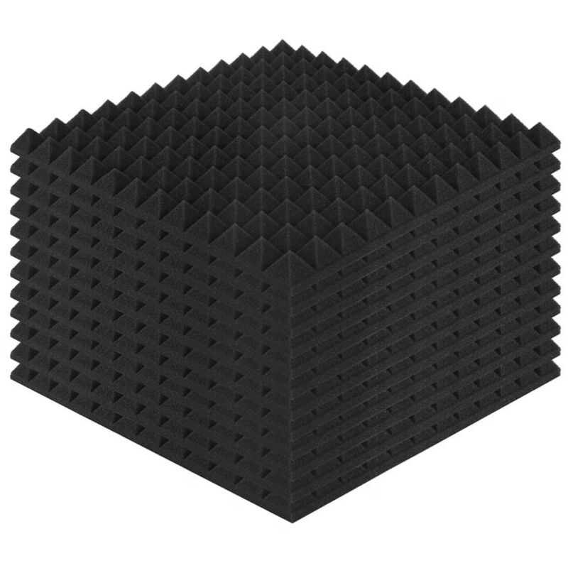 Lot de 12 Panneaux de Mousse Acoustique Pyramidale - 30x30x2,5 cm - Mousse Insonorisante Ignifuge pour Studio d'Enregistrement, Home Cinéma, Salle de