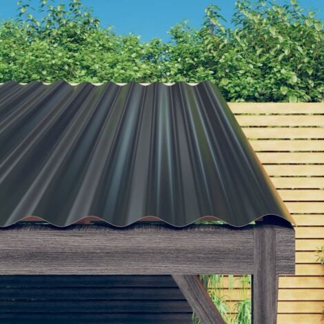 Lot de 12 Panneaux de toit | Plaque Panneau et lame de bardage Acier enduit poudre Anthracite 80x36 cm 62941 - Anthracite