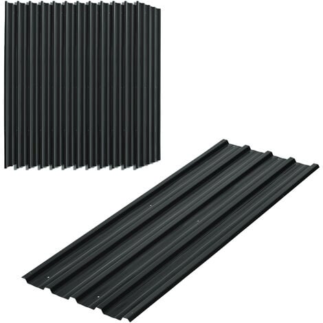 Lot de 12 panneaux - dim. 129L x 45l cm - tôle acier ondulé anthracite