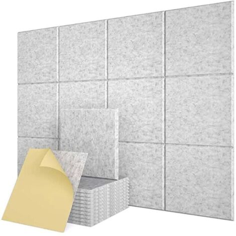 Lot de 12 panneaux en feutre auto-adhésifs 30 x 30 cm pour tableau d'affichage mural et bureau, en liège - Gris clair