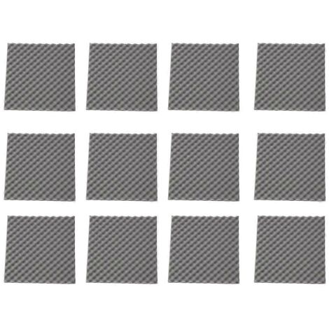 Lot de 12 panneaux en mousse insonorisante alvéolée (3 cm x 51 cm x 51 cm) pour applications domestiques et professionnelles