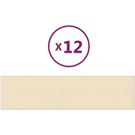Lot de 12 Panneaux muraux,Parement murals,Panneaux décoratifs Crème 60x15 cm Tissu 1,08 m² -33948 - Crème