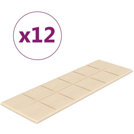 Lot de 12 Panneaux muraux,Parement murals,Panneaux décoratifs Crème 90x30 cm Tissu 3,24 m² -78842 - Crème