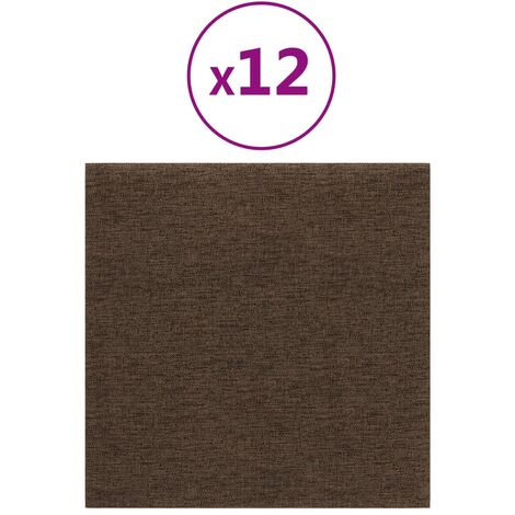 Lot de 12 Panneaux muraux,Parement murals,Panneaux décoratifs Marron 30x30 cm Tissu 1,08 m² -84435 - Brun