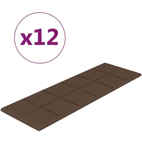 Lot de 12 Panneaux muraux,Parement murals,Panneaux décoratifs Marron 90x30 cm Tissu 3,24 m² -86427 - Brun