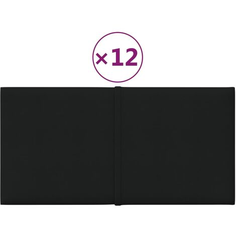 Lot de 12 Panneaux muraux,Parement murals,Panneaux décoratifs Noir 30x15 cm Tissu 0,54 m² -42340 - Noir