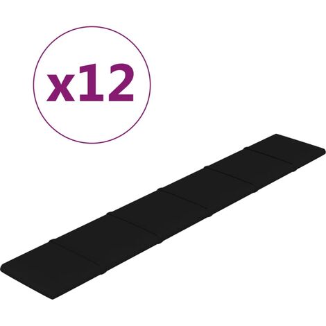 Lot de 12 Panneaux muraux,Parement murals,Panneaux décoratifs Noir 90x15 cm Tissu 1,62 m² -59503 - Noir