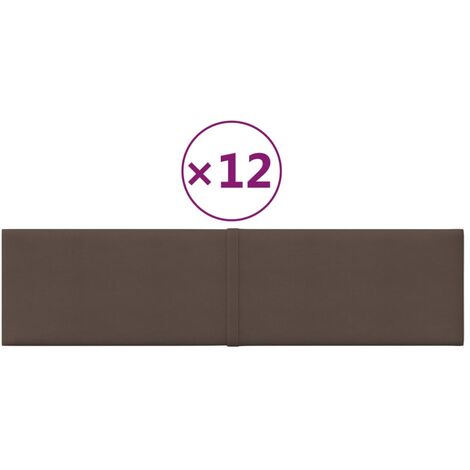 Lot de 12 Panneaux muraux,Parement murals,Panneaux décoratifs Taupe 60x15 cm Tissu 1,08 m² -21190 - Taupe