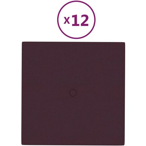 Lot de 12 Panneaux muraux,Parement murals,Panneaux décoratifs Violet 30x30 cm Tissu 1,08 m² -99473 - Pourpre