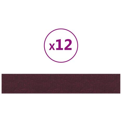 Lot de 12 Panneaux muraux,Parement murals,Panneaux décoratifs Violet 90x15 cm Tissu 1,62 m² -38744 - Pourpre